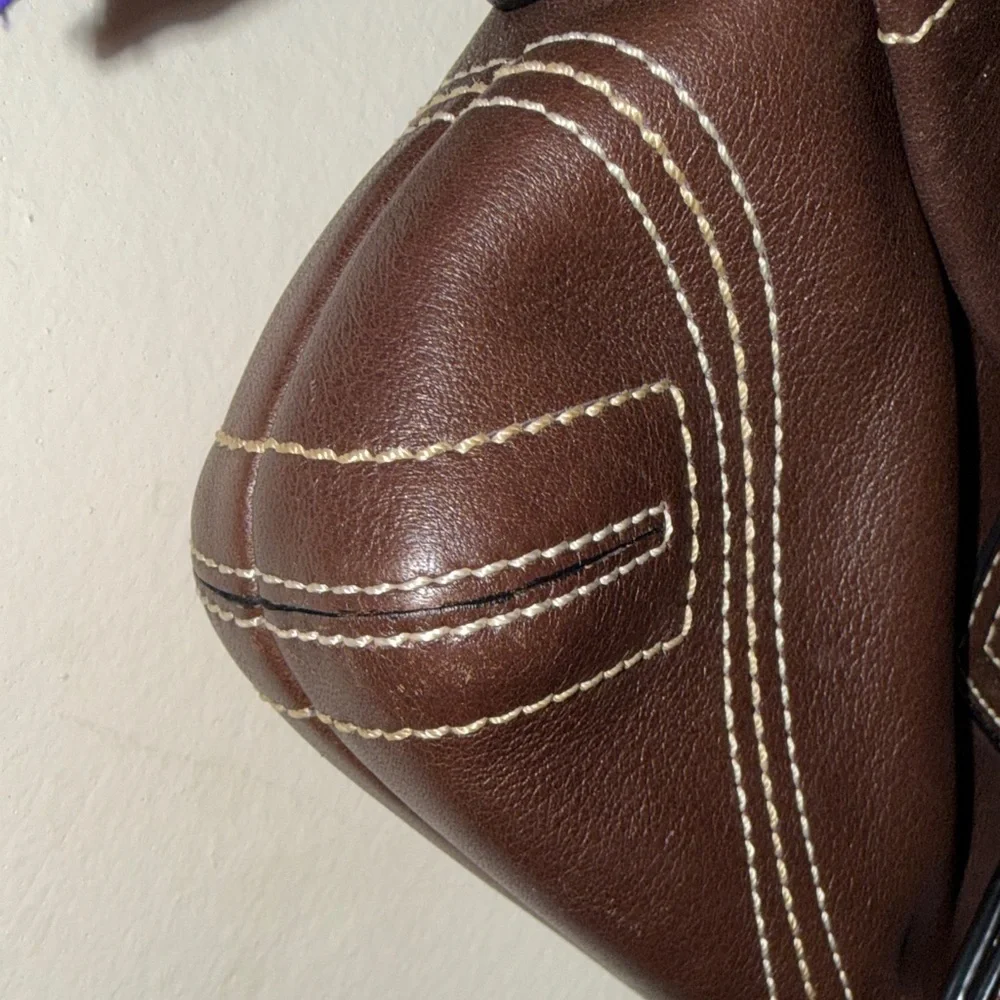 Coach Dark Brown Leather Shoulder Bag with Silver Hardware - Picture 5 of 16